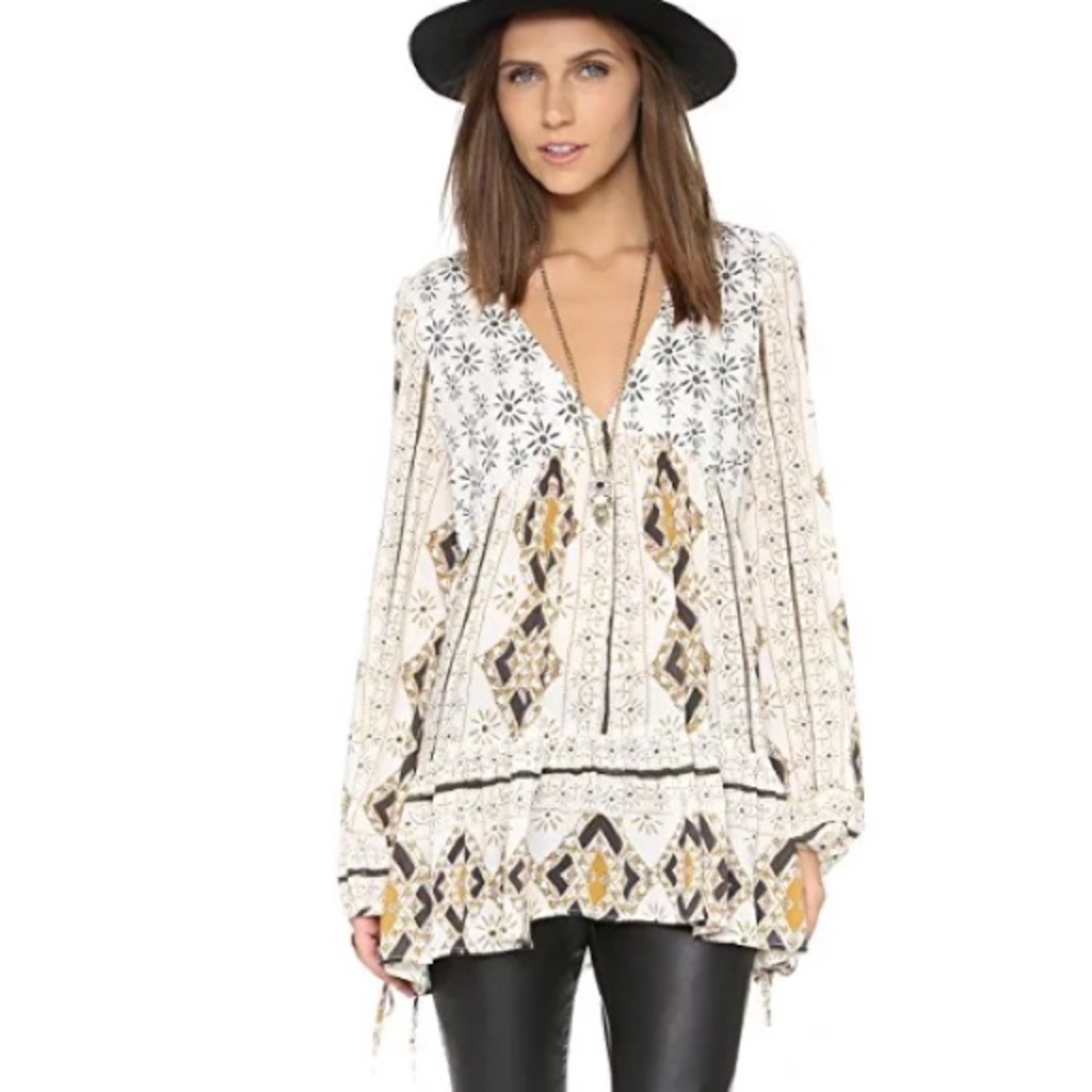Free People DOWN BY THE BAY TUNIC IN IVORY COMBO